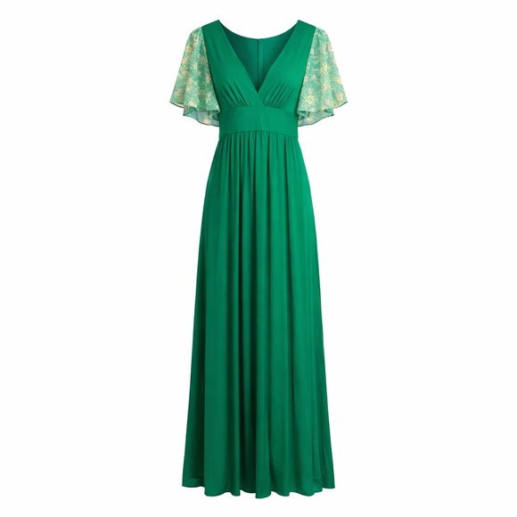 Handmade Dresses & Skirts - Vintage 1970s Emerald Green Empire Waist Maxi Dress Romantic Boho Small